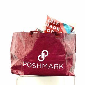 Oversized Double-handle Tote Burgundy and white Poshfixings exclusive New